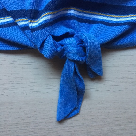 Freshman 1996, Blue, Tie Front, Striped cropped Sweater, size large - Picture 5 of 8